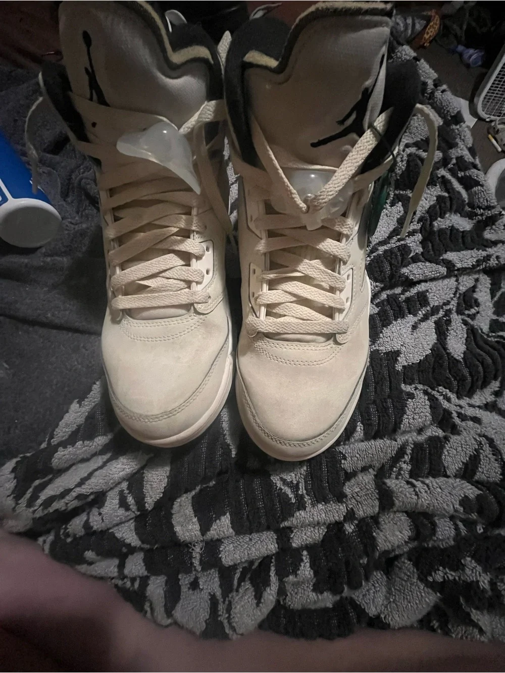 Jordan Men’s High Top Sneakers in Cream and Black Accents